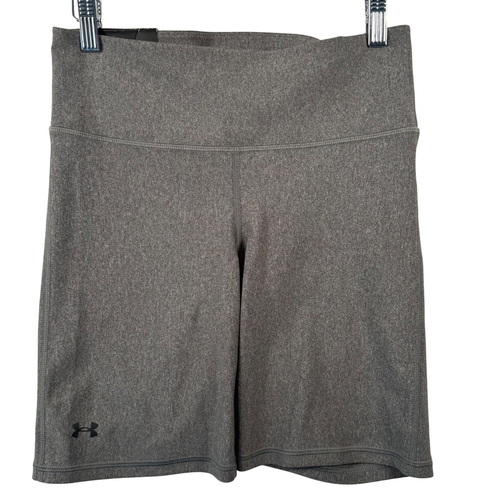 Under Armour Womens M Bike Shorts Gray High Rise Compression HeatGear 1360939
